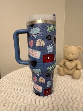Taylor Swift Blue Patterned Insulated Travel Mug